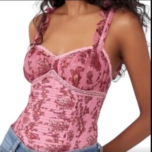 Free People Pink Floral Bodysuit 💕 NWT 💕
